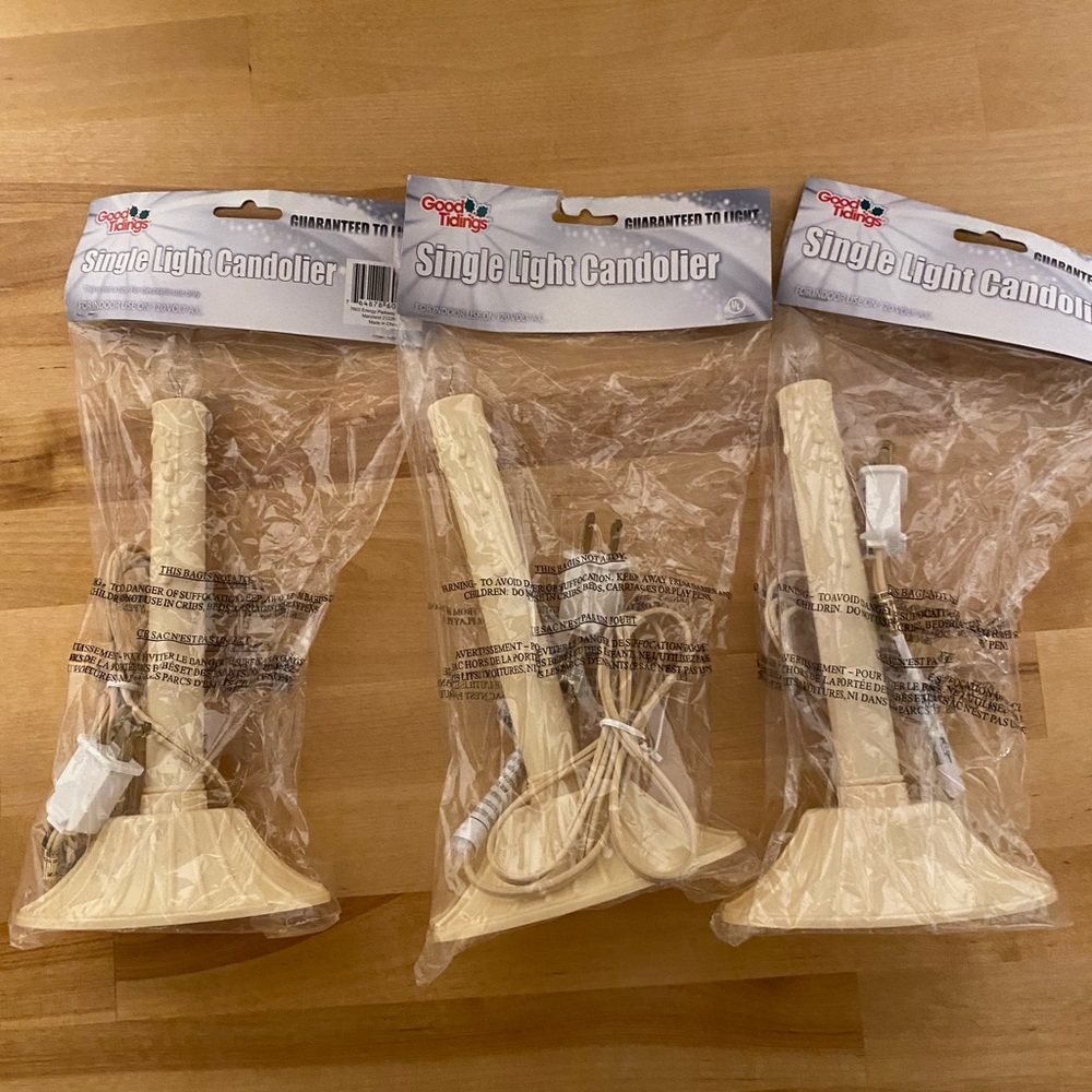 Lot of 3 Vintage Single Light Plastic Window Candoliers NIP